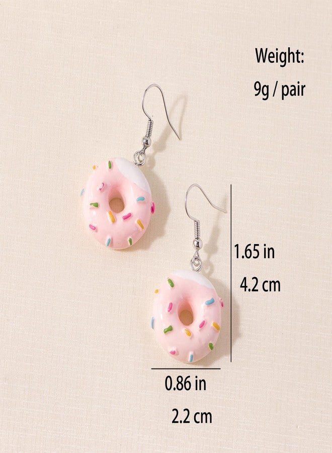 POYAMUSE Donut Dangle Earrings for Women - Fun and Sweet Cake Jewelry, Pink Donut Earrings for Women - Pink - Image 5
